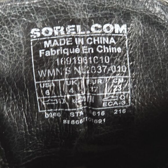 Sorel Women’s Conquest US 6 Black Leather Waterproof Wedge Ankle Winter Boots - Picture 11 of 16